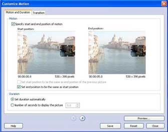 Motion and Duration tab