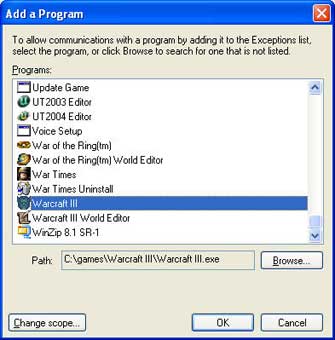 Add a program to the Exceptions list