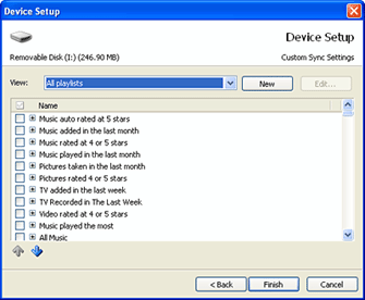 Custom sync settings